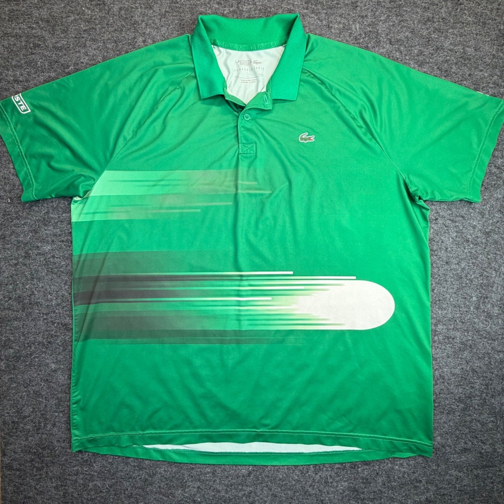 Lacoste Sport Novak Djokovic Print Stretch Polo Shirt Mens 3XL Green (Read)